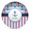 Anchors & Stripes Microwave Safe Plastic Plate - Composite Polymer (Personalized)