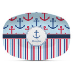 Anchors & Stripes Plastic Platter - Microwave & Oven Safe Composite Polymer (Personalized)