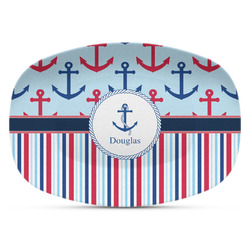 Anchors & Stripes Plastic Platter - Microwave & Oven Safe Composite Polymer (Personalized)