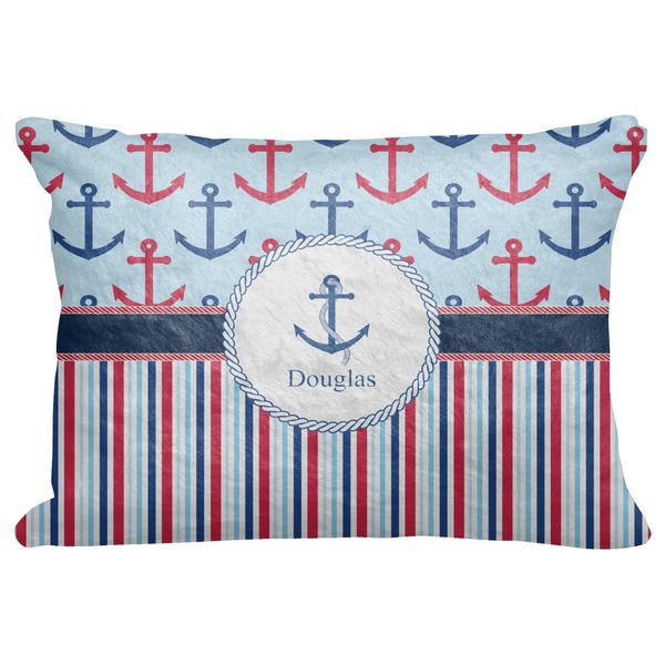 Custom Anchors & Stripes Decorative Baby Pillowcase - 16"x12" (Personalized)