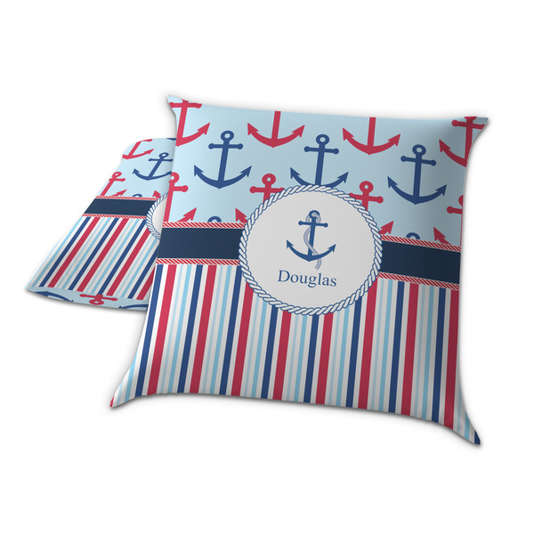 Anchors & Stripes Decorative Pillow Case - TWO