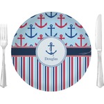 Anchors & Stripes Glass Lunch / Dinner Plate 10" (Personalized)