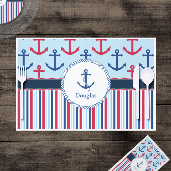 Anchors & Stripes Disposable Paper Placemat - In Context
