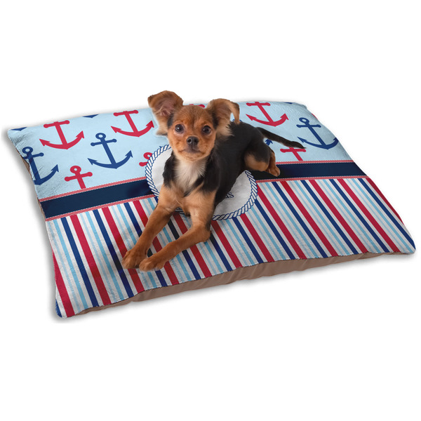 Custom Anchors & Stripes Dog Bed - Small w/ Name or Text