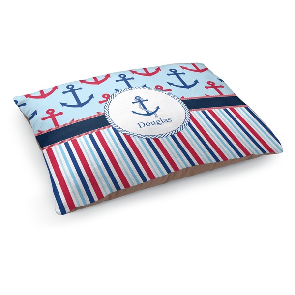 Custom Anchors & Stripes Dog Bed - Medium w/ Name or Text