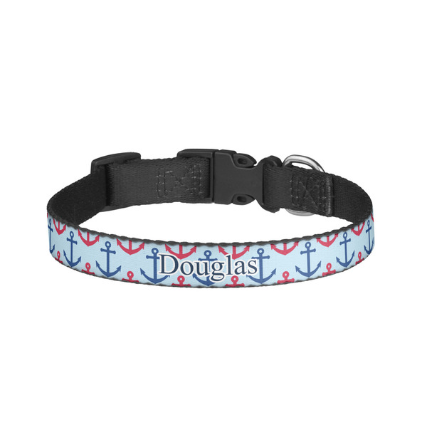 Custom Anchors & Stripes Dog Collar - Large (Personalized)