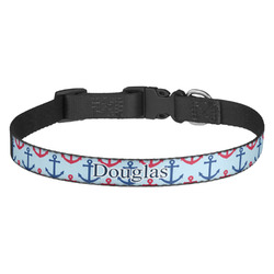 Anchors & Stripes Dog Collar - Medium (Personalized)