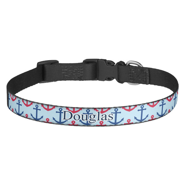 Custom Anchors & Stripes Dog Collar (Personalized)