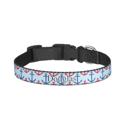 Anchors & Stripes Dog Collar - Small (Personalized)