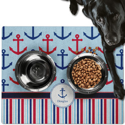 Anchors & Stripes Dog Food Mat - Large w/ Name or Text