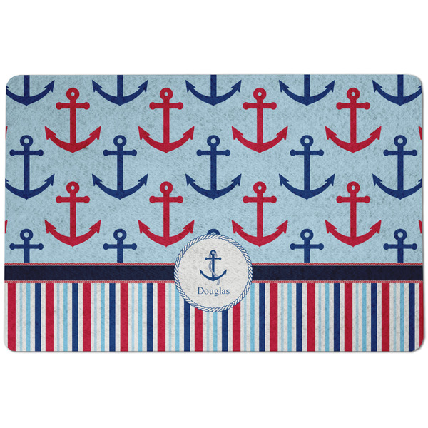 Custom Anchors & Stripes Dog Food Mat w/ Name or Text