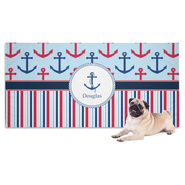 Custom Anchors & Stripes Dog Towel (Personalized)