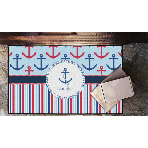 Anchors & Stripes Door Mat - LIFESTYLE (Lrg)