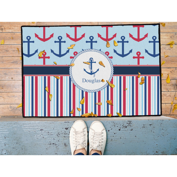 Anchors & Stripes Door Mat - LIFESTYLE (Med)
