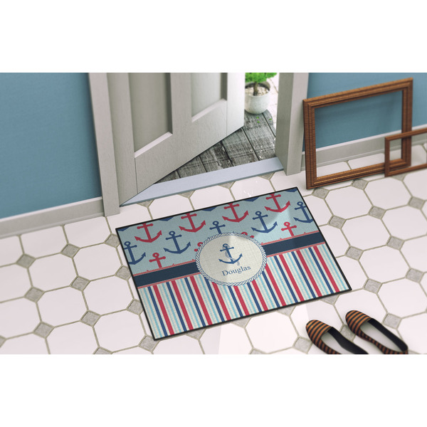 Anchors & Stripes Door Mat Lifestyle