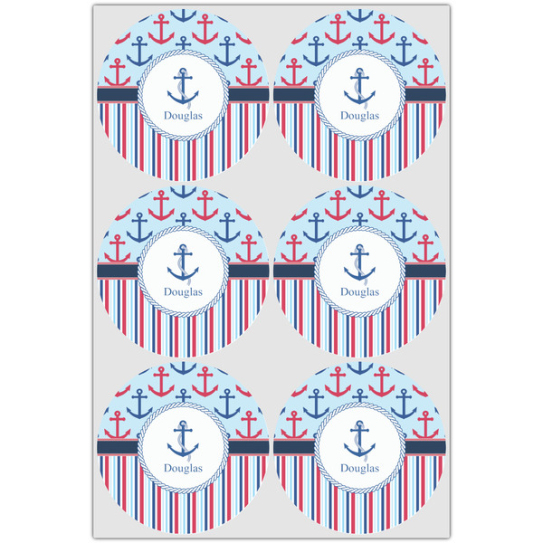 Anchors & Stripes Drink Topper - Large - Set of 6