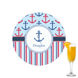 Anchors & Stripes Printed Drink Topper - 2.15" (Personalized)