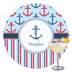 Anchors & Stripes Printed Drink Topper - 3.5" (Personalized)