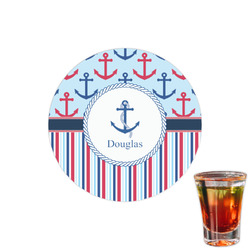 Anchors & Stripes Printed Drink Topper - 1.5" (Personalized)
