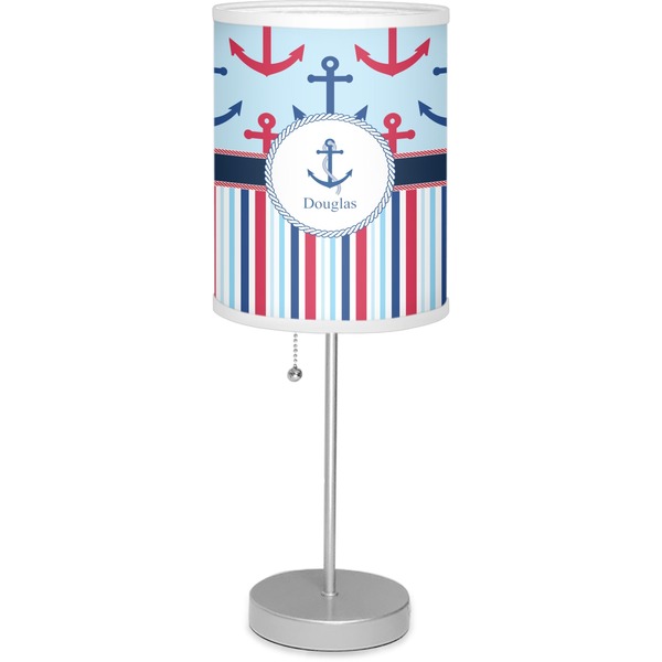 Custom Anchors & Stripes 7" Drum Lamp with Shade Linen (Personalized)