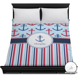 Anchors & Stripes Duvet Cover - Full / Queen (Personalized)