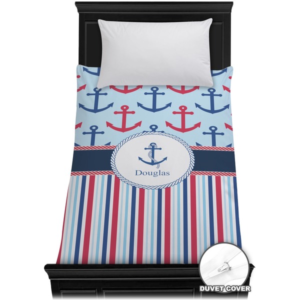 Custom Anchors & Stripes Duvet Cover - Twin (Personalized)