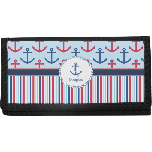 Custom Anchors & Stripes Canvas Checkbook Cover (Personalized)