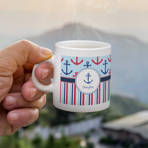 Custom Anchors & Stripes Single Shot Espresso Cup - Single (Personalized)