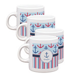 Anchors & Stripes Single Shot Espresso Cups - Set of 4 (Personalized)