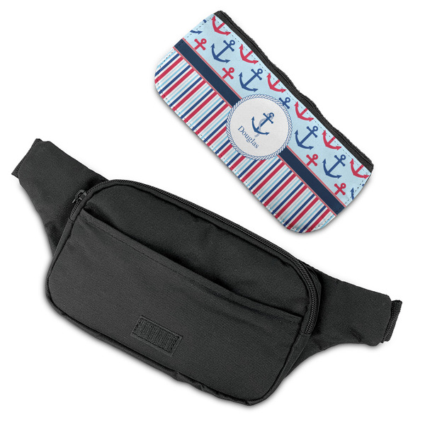 Anchors & Stripes Fanny Packs - FLAT (flap off)