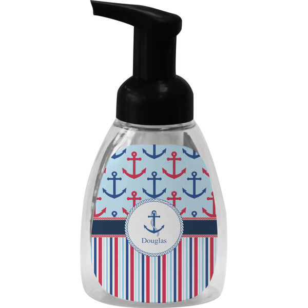 Custom Anchors & Stripes Foam Soap Bottle - Black (Personalized)