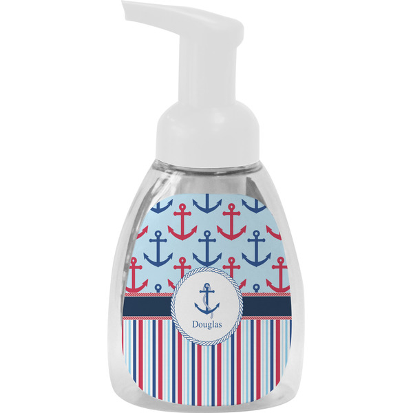 Custom Anchors & Stripes Foam Soap Bottle - White (Personalized)