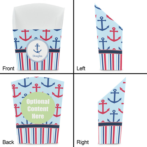 Anchors & Stripes French Fry Favor Box - Front & Back View