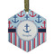 Anchors & Stripes Frosted Glass Ornament - Hexagon