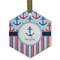 Anchors & Stripes Flat Glass Ornament - Hexagon w/ Name or Text