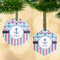 Anchors & Stripes Frosted Glass Ornament - MAIN PARENT
