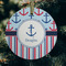 Anchors & Stripes Frosted Glass Ornament - Round (Lifestyle)