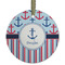 Anchors & Stripes Frosted Glass Ornament - Round