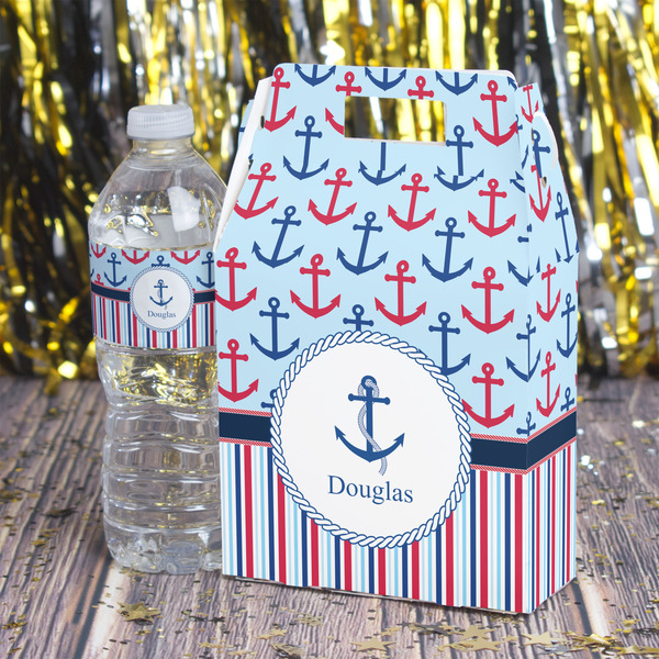 Anchors & Stripes Gable Favor Box - In Context