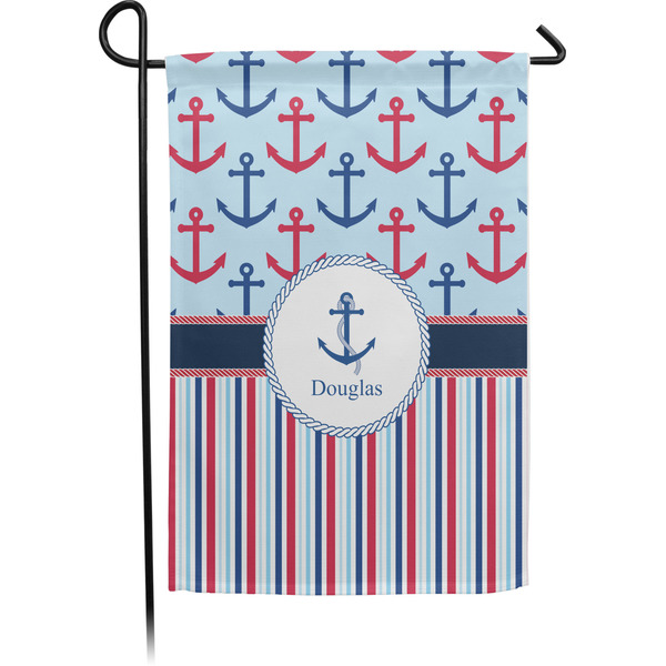 Custom Anchors & Stripes Garden Flag (Personalized)