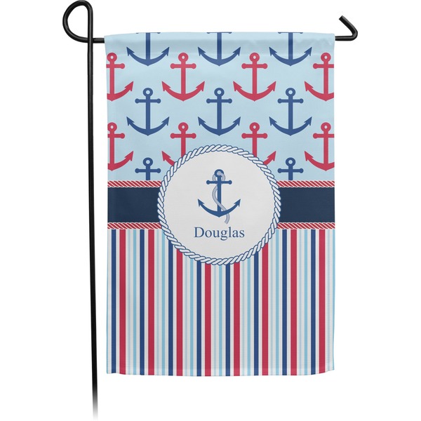Custom Anchors & Stripes Small Garden Flag - Double Sided w/ Name or Text