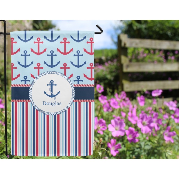 Anchors & Stripes Garden Flag - Outside In Flowers