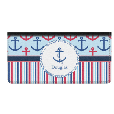Anchors & Stripes Genuine Leather Checkbook Cover (Personalized)