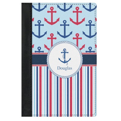Anchors & Stripes Genuine Leather Passport Cover (Personalized)