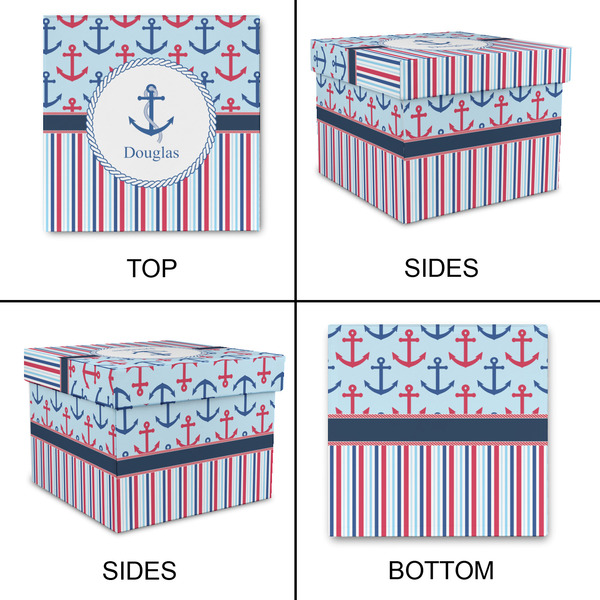 Anchors & Stripes Gift Boxes with Lid - Canvas Wrapped - Large - Approval