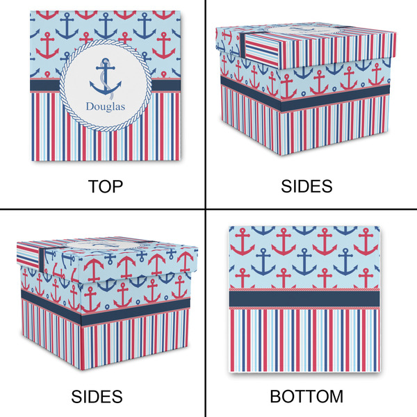 Anchors & Stripes Gift Boxes with Lid - Canvas Wrapped - Medium - Approval