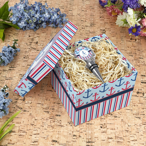 Anchors & Stripes Gift Boxes with Lid - Canvas Wrapped - Medium - In Context