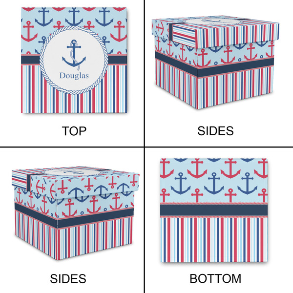 Anchors & Stripes Gift Boxes with Lid - Canvas Wrapped - Small - Approval