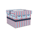 Anchors & Stripes Gift Box with Lid - Canvas Wrapped - Small (Personalized)