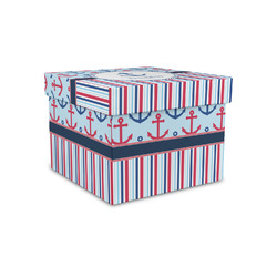 Anchors & Stripes Gift Box with Lid - Canvas Wrapped - Small (Personalized)